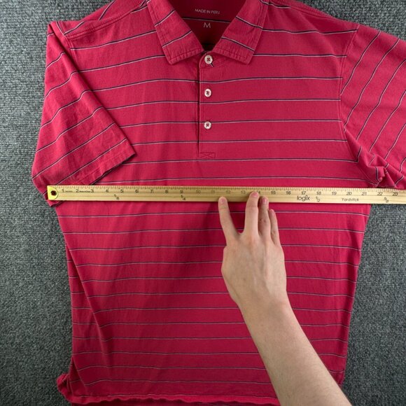 B. Draddy Men Short Sleeve Polo Shirt Striped Adult Stretch Medium Red Blue - Picture 5 of 12